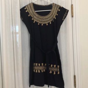Unique deep blue/gold Mexican tunic